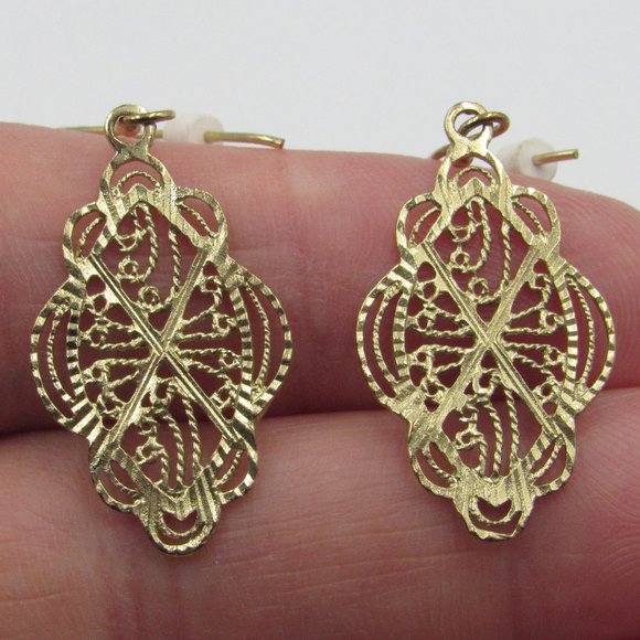 Jewelry - Sterling Silver Ornate Design Earrings Vintage